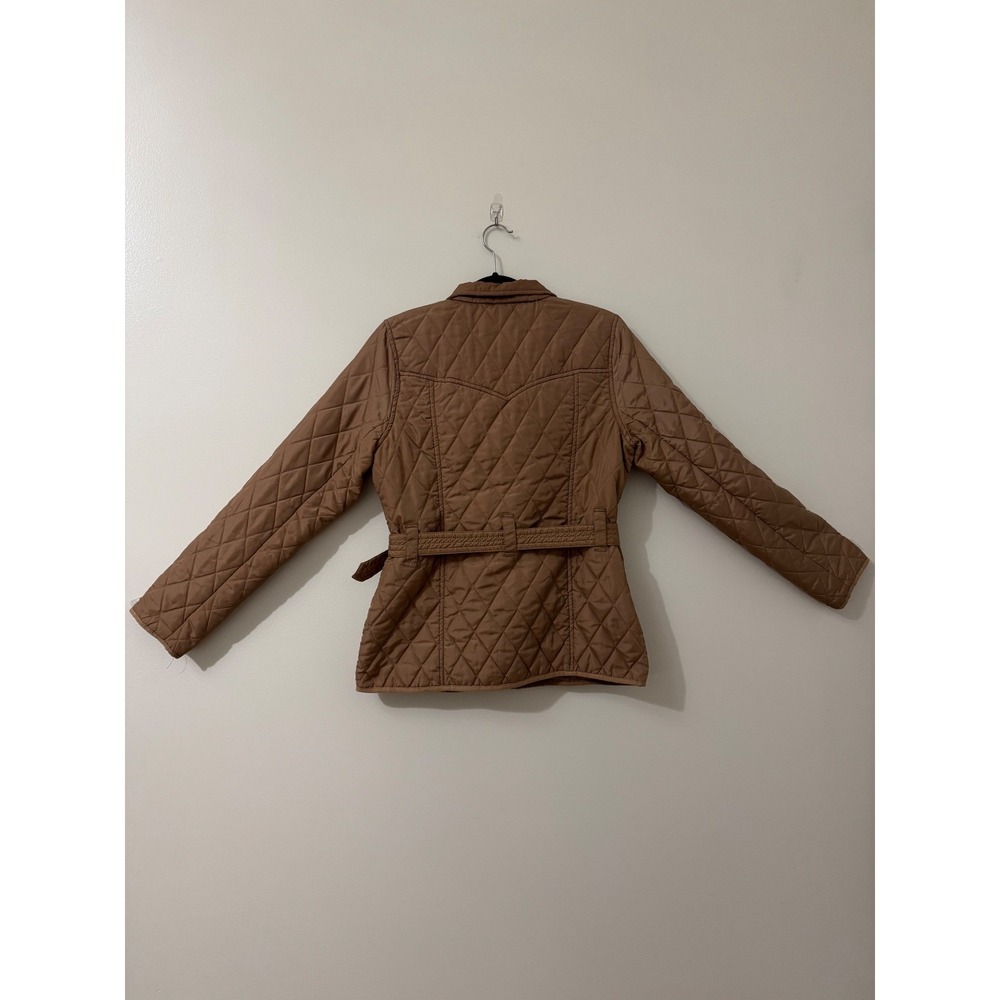 Women's Camel Quilted Belted Jacket Equestrian Preppy Puffer Coat Spain US8/EU40 - Picture 4 of 14